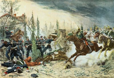 Ranskalaiset lohikäärmeet hyökkäävät Gravelotten taistelussa tekijältä Emile (after) Brisset