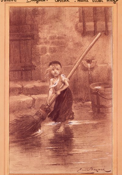 Cosette, kuvitus Victor Hugon teoksesta Les Miserables tekijältä Emile Antoine (after) Bayard