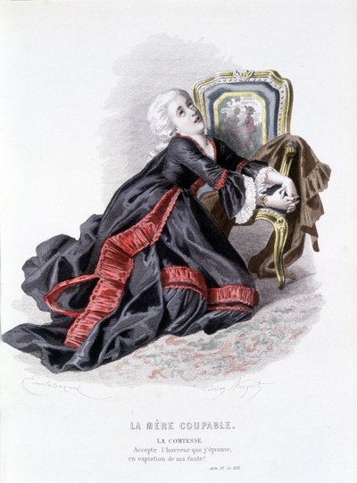 Edouard Fournierin Beaumarchaisin (1732-1799) täydellinen teos, toim. Laplace, Sanchez et Cie, Pariisi 1876 (kaiverrus) tekijältä Emile Antoine Bayard