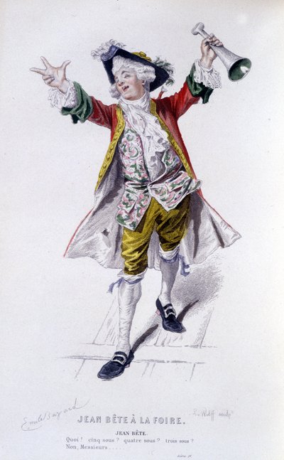 , Edouard Fournierin Beaumarchaisin (1732-1799) täydellinen teos. piirustus Emile Bayard. Ed. Laplace, Sanchez et Cie, Pariisi 1876. Tämä on Jean Beast elokuvassa "" Jean Beast at the Fair"" tekijältä Emile Antoine Bayard