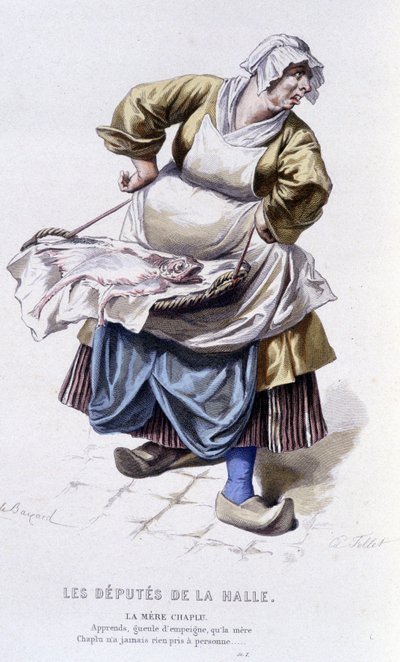 Edouard Fournierin Beaumarchaisin (1732-1799) täydellinen teos. piirustus Emile Bayard. Ed. Laplace, Sanchez et Cie, Pariisi 1876. Tämä on äiti Chaplu elokuvassa "The Deputies of Hall" tekijältä Emile Antoine Bayard