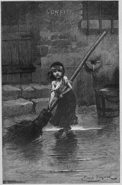 Cosette, kuvitus Victor Hugon teoksesta Les Miserables tekijältä Emile Antoine Bayard