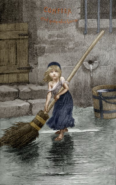 Cosette, kuvitus Victor Hugon teoksesta "Les Miserables", 1862 tekijältä Emile Antoine Bayard