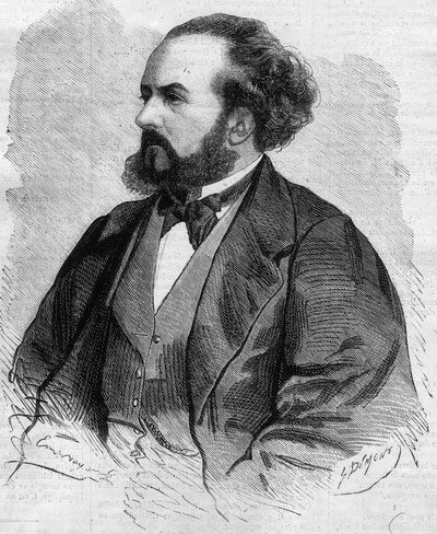Gustave Hippolyten (Gustave-Hippolyte) Rogerin (1815-1879), ranskalaisen tenorin muotokuva - Emile Bayardin piirustus tekijältä Emile Antoine Bayard