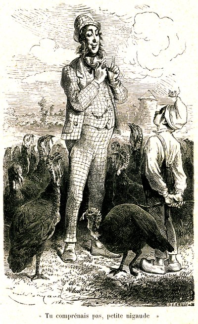 Englantilainen haluaa ostaa kalkkunoita, mutta Julien ei ymmärrä hänen aksenttiaan. tekijältä Emile Antoine Bayard