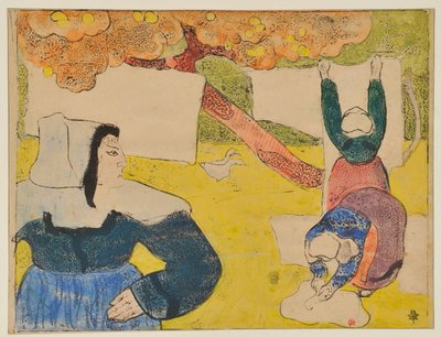 Bretonilaiset ripustamassa pyykkiä tekijältä Emile Bernard