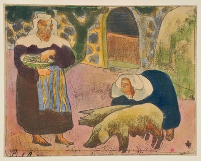 Bretonilaiset ruokkivat sikoja tekijältä Emile Bernard