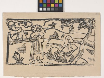 Deux Bretonnes (Kaksi bretonilaista naista) (puukiviprintti) tekijältä Emile Bernard