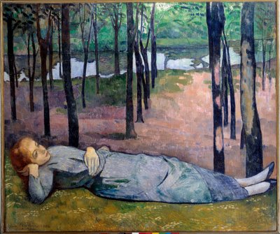 Madeleine (1871 - 1895) rakkauden puulla. Muotokuva kauheasta naisesta makaamassa metsässä. Emile Bernardin (1868-1941) maalaus tekijältä Emile Bernard
