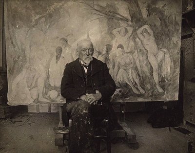 Paul Cézanne studiossaan Les Lauvesissa, 1904. tekijältä Emile Bernard