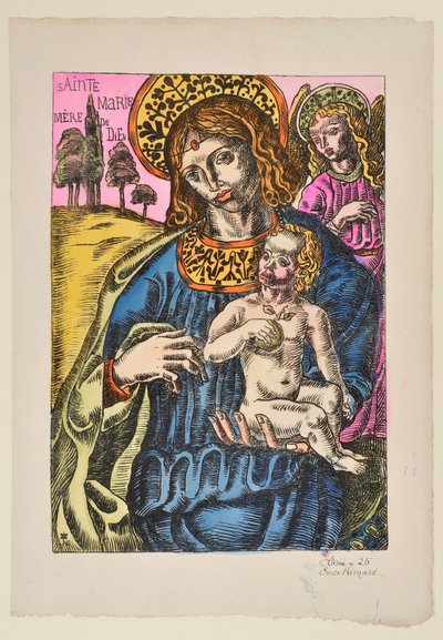 Sainte Marie Mutter Gottes: Die Jungfrau und der Engel mit Nimbus tekijältä Emile Bernard