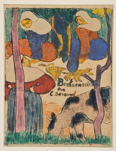Kolme naista ja lehmä niityllä tekijältä Emile Bernard