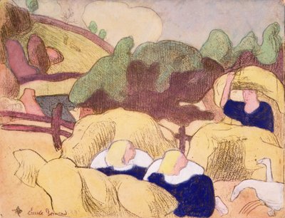 Naiset heinäsuovasta, sarjasta "Les Brettoneries" tekijältä Emile Bernard