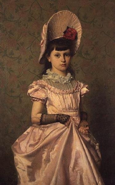 Muotokuva tytöstä vaaleanpunainen tekijältä Emile Claus