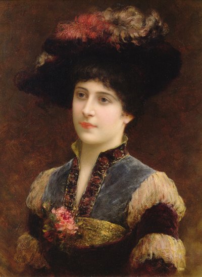 Lady in a Hat, 1887 tekijältä Emile Eismann Semenowski