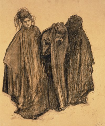 Tutkimus La D0uleurille, 1899 (hiili paperilla) tekijältä Emile Friant