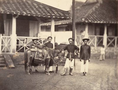 Varakas Annamite ratsastaa hevosella, Cochin Kiina, 1866. tekijältä Emile Gsell