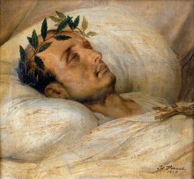 Napoleon kuolinvuoteellaan toukokuussa 1821. tekijältä Emile Jean Horace Vernet