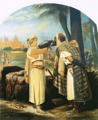 Rebekka antaa palvelijalle juotavaa tekijältä Emile Jean Horace Vernet