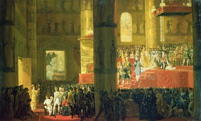 Keisarinna Maria Fjodorovnan kruunaus (1759-1828) 1797 (öljy kankaalle) tekijältä Emile Jean Horace Vernet