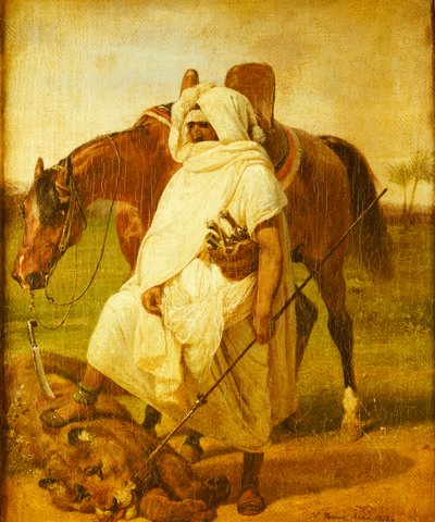 Leijonanmetsästäjä, 1833 tekijältä Emile Jean Horace Vernet