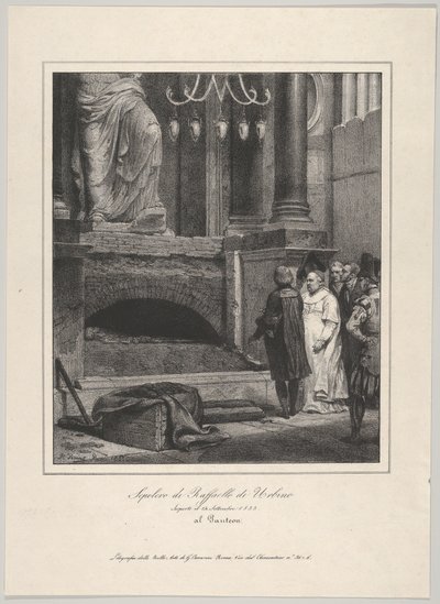 Rafaelin hauta, avattiin 14. syyskuuta 1833, Pantheon, Rooma, 1833. tekijältä Emile Jean Horace Vernet