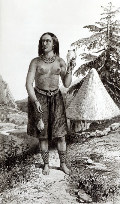 Galla Woman (litho) (bw kuva) tekijältä Emile Lassalle