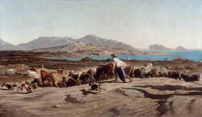 Näkymä Marseillesta, päiväkävelyllä Aygaladeissa - Emile Loubonin maalaus (1809-1863) tekijältä Emile Loubon