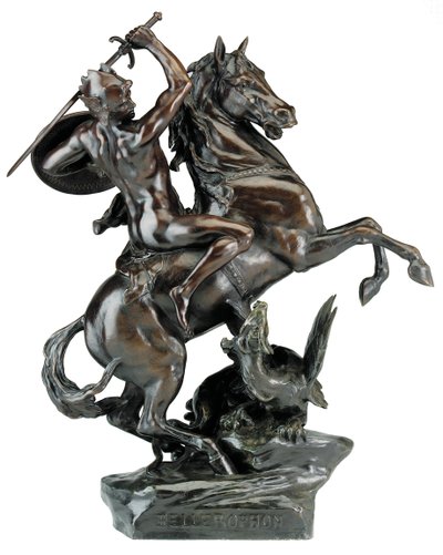 Bellerophon tappaa Chimaeran (pronssi) tekijältä Emile Louis (after) Picault