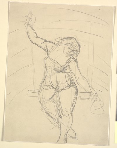 Naistaiteilija istuu trapetsilla tekijältä Emile Othon Friesz