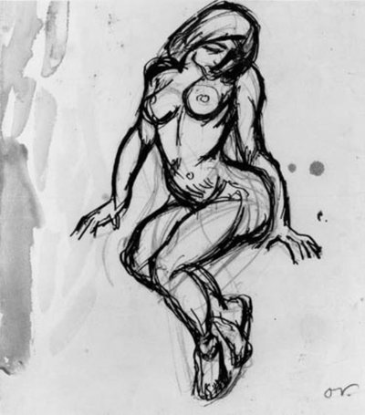 Istuva naismalli, kasvot vasemmalle. tekijältä Emile Othon Friesz