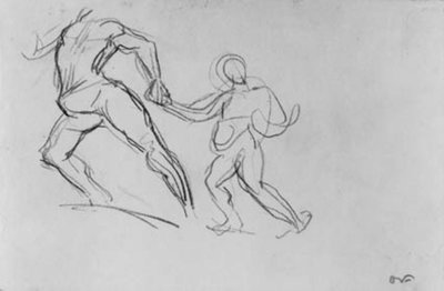 Kaksi hahmoa liikkeessä. tekijältä Emile Othon Friesz