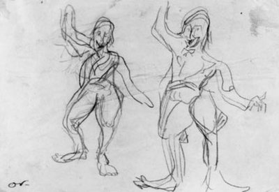 Kaksi luonnosta tanssivasta klovnista, Gorkista. tekijältä Emile Othon Friesz