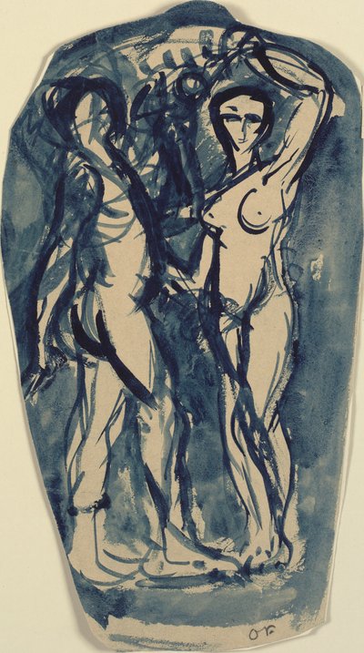 Kaksi seisovaa, alastomaa hahmoa (Aadam ja Eeva?). tekijältä Emile Othon Friesz