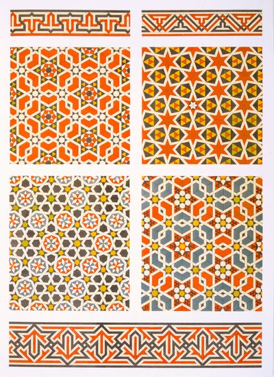 Kairo: Geometrinen seinämaalaus, 1400- ja 1500-luku (painettu) tekijältä Emile Prisse d
