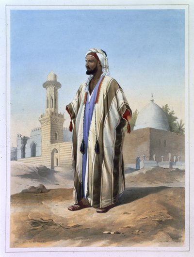 Fellah pukeutunut Habaan, kuvitus "Niilin laaksosta", kaivertanut Charles Bour (1814-81) pubi. Lemercier, 1848 tekijältä Emile Prisse d
