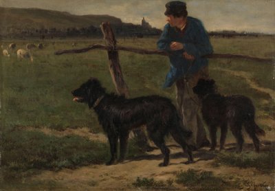 Maanviljelijä koirien kanssa tekijältä Emile van Marcke de Lummen
