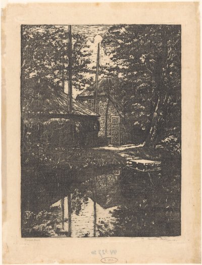 Maatila ja heinänavetta veden päällä tekijältä Emilius Wilhelmus Dehé (signed by artist)