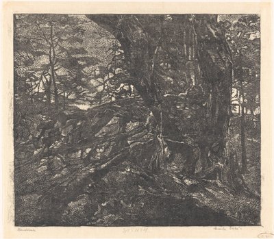 Puut dyynien reunalla Egmondin ja Bergenin välissä tekijältä Emilius Wilhelmus Dehé (signed by artist)