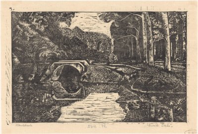 Silta kanavan yli metsässä tekijältä Emilius Wilhelmus Dehé (signed by artist)