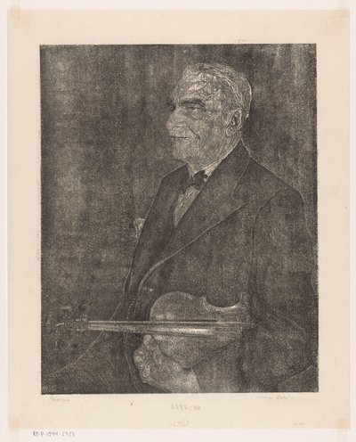 Muotokuva taiteilijan isästä viululla tekijältä Emilius Wilhelmus Dehé (signed by artist)