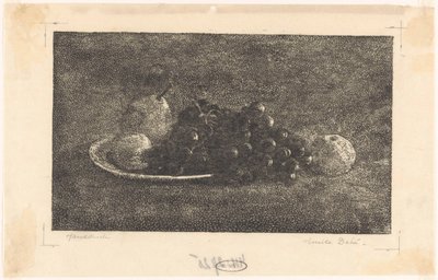 Kulho viinirypäleitä ja muita hedelmiä tekijältä Emilius Wilhelmus Dehé (signed by artist)
