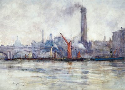 "Waterloon silta ja Pyhän Paavalin kirkko penkereeltä", n. 1875-1934 tekijältä Emily Murray Paterson