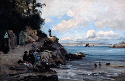 Lauantai Womans Bathing Beachillä, 1876. tekijältä Emmanuel Lansyer