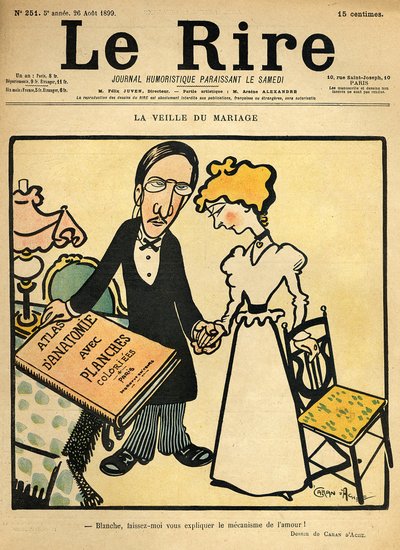 Häitä edeltävänä päivänä sarjakuva Le Riren kannesta, 26. elokuuta 1899 tekijältä Emmanuel Poire Caran D