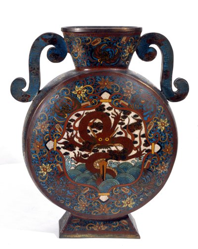 Kiinalainen maljakko cloisonne-emalissa, Manchou-aika tekijältä Empress Cixi Manchu Chinese