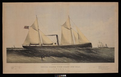 Yhdysvaltojen kaksoiskruuvinen tykkivene. Spirea. Rakentanut Saml H Pouk Fairhaven Conn. 1864... (litografia, värillinen) tekijältä Endicott Endicott