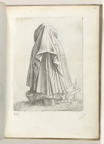 Flandres (otsikko esineessä) Een vrouw uit Vlaanderen, gekleed volgens de mode van ca. 1550 Aikamme eri kansojen asenteet (sarjan nimi) tekijältä Enea Vico