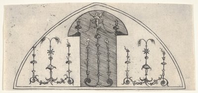 Lansetin muotoinen groteskin koristeellinen paneeli, 1541. tekijältä Enea Vico