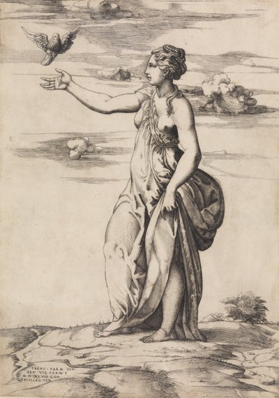 Proserpiini muuttaa Aesculapiuksen pöllöksi, 1548. tekijältä Enea Vico